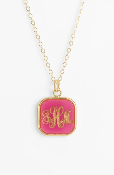 Shop Moon And Lola 'vineyard' Personalized Monogram Pendant Necklace In Hot Pink
