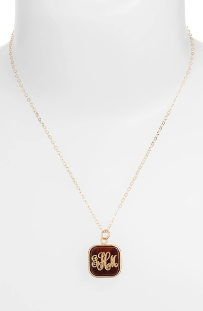 Shop Moon And Lola 'vineyard' Personalized Monogram Pendant Necklace In Tortoise