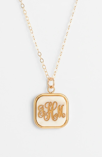 Shop Moon And Lola 'vineyard' Personalized Monogram Pendant Necklace In Blonde Tortoise