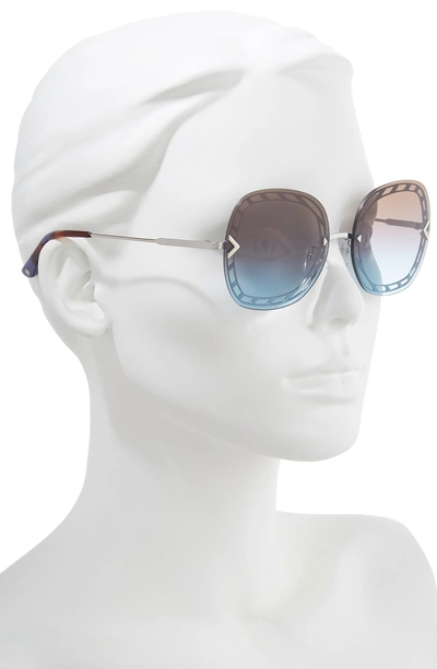 Shop Tory Burch 58mm Gradient Square Sunglasses - Silver/ Purple Gradient