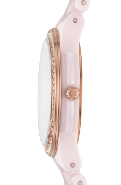 Shop Michael Kors Runway Ceramic Bracelet Watch, 28mm In Pink/ White/ Pink