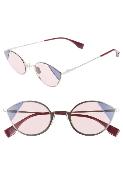Shop Fendi 51mm Aviator Sunglasses In Silver/ Pink