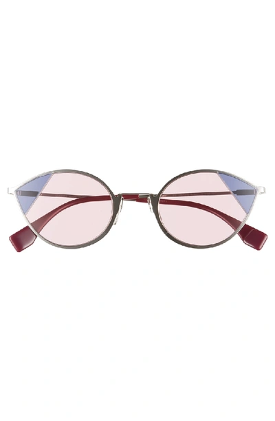 Shop Fendi 51mm Aviator Sunglasses In Silver/ Pink