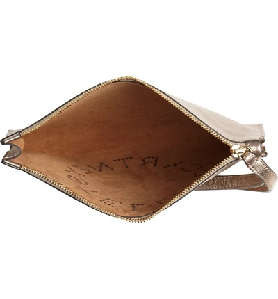 Shop Stella Mccartney Metallic Faux Nappa Leather Wristlet Clutch In Rose Gold