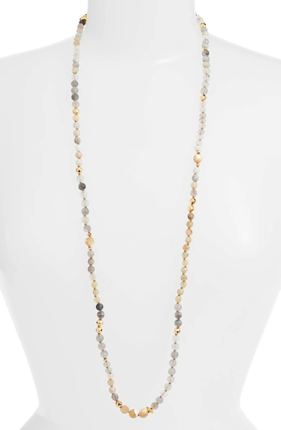 Shop Chan Luu Mixed Semiprecious Stone Station Necklace In Grey Mix