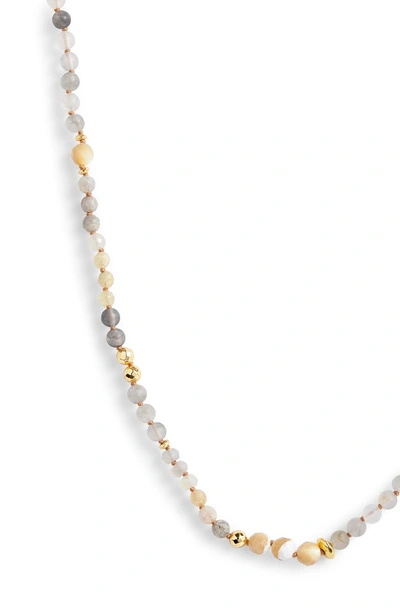 Shop Chan Luu Mixed Semiprecious Stone Station Necklace In Grey Mix