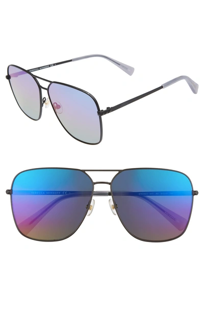 Shop Rebecca Minkoff Stevie3 61mm Aviator Sunglasses In Black/ Matte Black