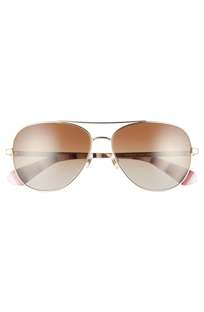 Shop Kate Spade Avaline 2 58mm Polarized Aviator Sunglasses - Gold