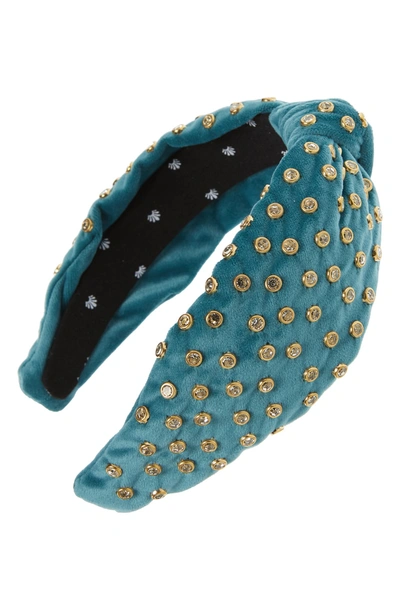 Shop Lele Sadoughi Crystal Embellished Headband In Emerald