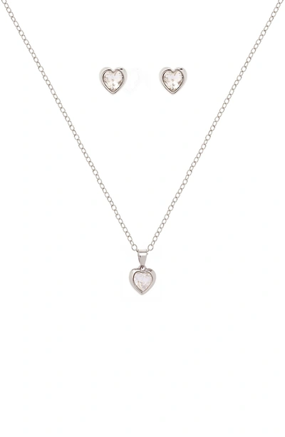 Shop Ted Baker Hadeya Sweetheart Earrings & Necklace Gift Set In Silver/ Crystal