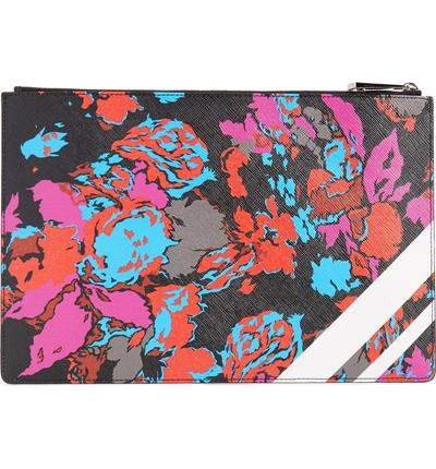 Shop Givenchy Medium Iconic Flower Print Pouch In Black Multi