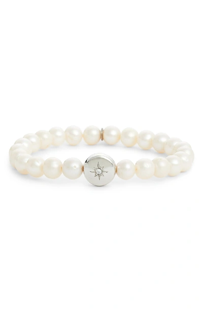 Shop Anzie Star Charm Bracelet In Pearl/ Silver