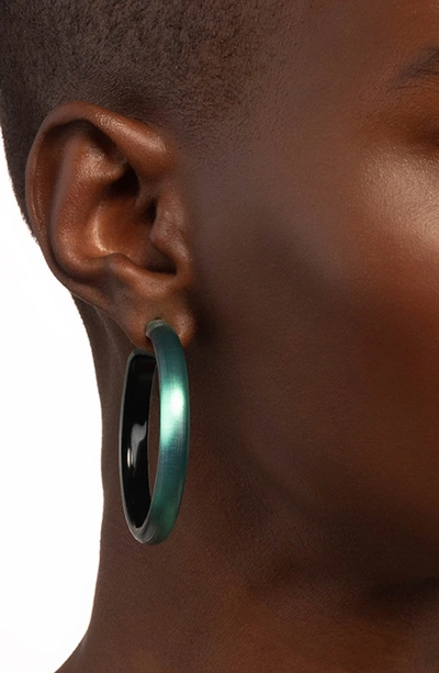 Shop Alexis Bittar Large Lucite Hoop Earrings In Black Forest