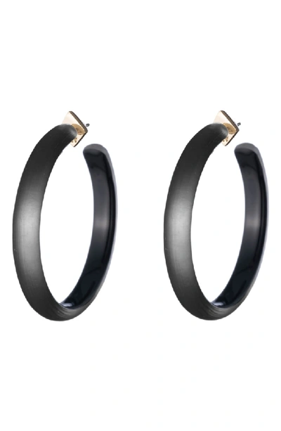 Shop Alexis Bittar Large Lucite Hoop Earrings In Black