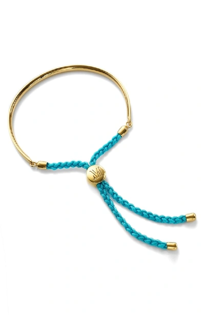 Shop Monica Vinader Engravable Fiji Friendship Bracelet In Yellow Gold/ Turquoise