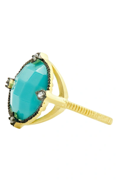Shop Freida Rothman Color Theory Round Cocktail Ring In Gold/ Black/ Turquoise