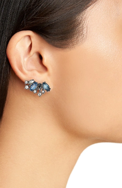 Shop Givenchy Crystal Cluster Ear Crawlers In Blue/ Hematite