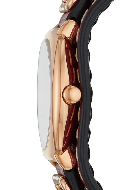 Shop Marc Jacobs Mandy Leather Strap Watch, 34mm In Burgundy/ Black/ Rose Gold