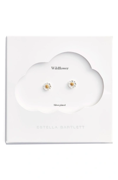 Shop Estella Bartlett Wildflower Stud Earrings In Silver