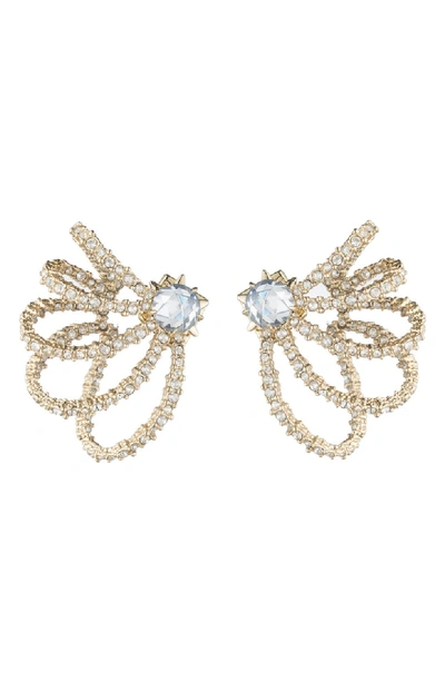 Shop Alexis Bittar Crystal Orbiting Post Earrings In Crystal/ Gold Multi