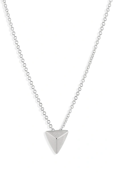 Shop Dogeared You Are Mighty Pyramid Pendant Necklace In Silver
