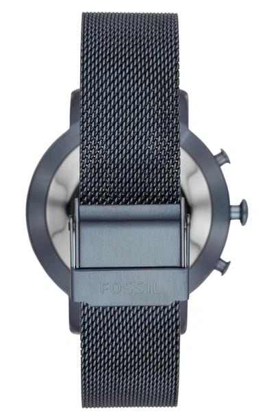 Fossil Women's Tech Neely Navy Stainless Steel Mesh Bracelet Hybrid Smart  Watch 34mm In Blue/ Rose Gold | ModeSens