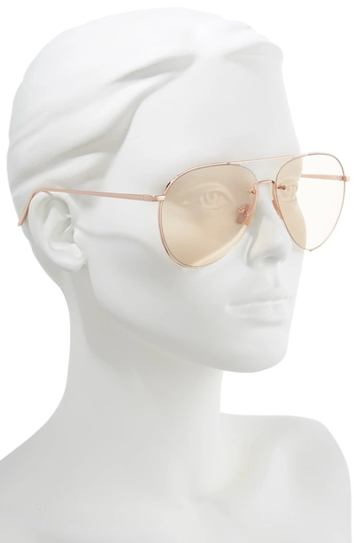 Shop Linda Farrow 65mm Oversize Aviator Sunglasses - Rose Gold/ Peach