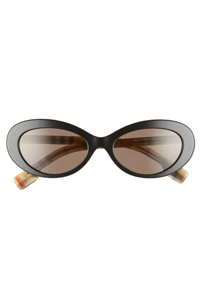 Shop Burberry 54mm Oval Sunglasses - Black Solid