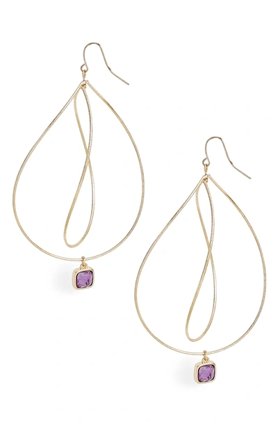 Shop Elise M Viola Wave Crystal Drop Earrings In Gold/ Amethyst