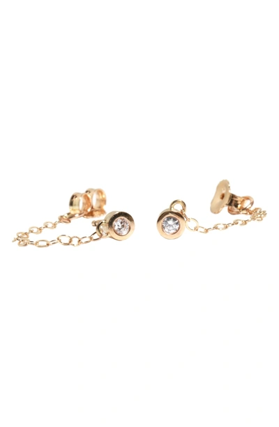 Shop Melissa Joy Manning Chained Diamond Post Earrings In Diamond/ Yellow Gold