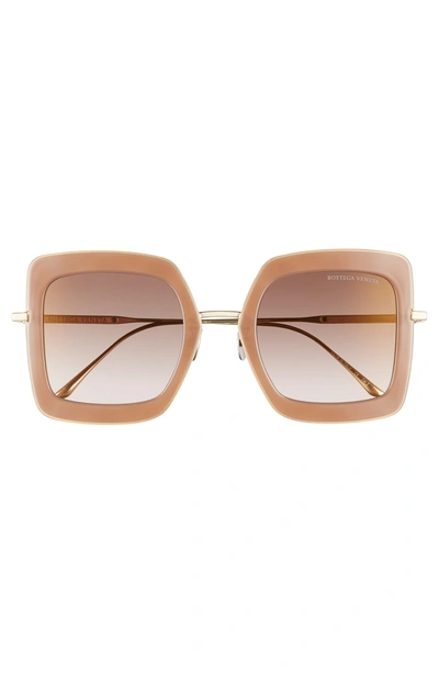 Shop Bottega Veneta 51mm Gradient Square Sunglasses In Gold/ Brown