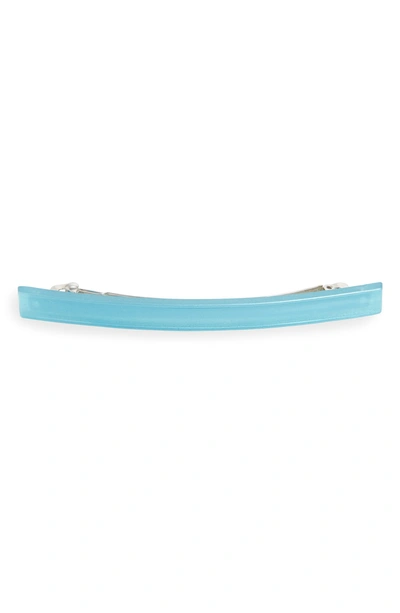 Shop France Luxe Long Grooved Skinny Barrette In Aqua