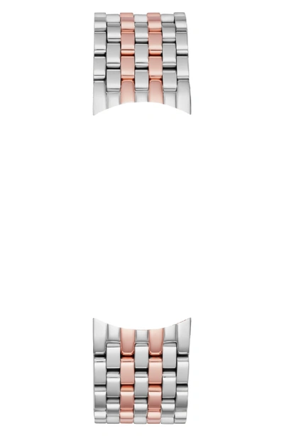 Shop Michele Sidney 18mm Two-tone Watch Bracelet In Silver/ White/ Rose Gold