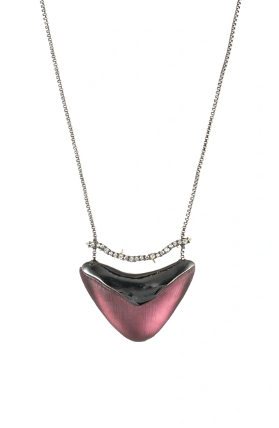 Shop Alexis Bittar Crystal Encrusted Bar & Shield Pendant Necklace In Red Heather