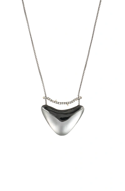 Shop Alexis Bittar Crystal Encrusted Bar & Shield Pendant Necklace In Grey