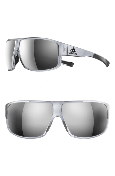 Adidas Originals Horizor 67mm Mirrored Wraparound Sport Sunglasses In Shiny  Grey/ Chrome | ModeSens