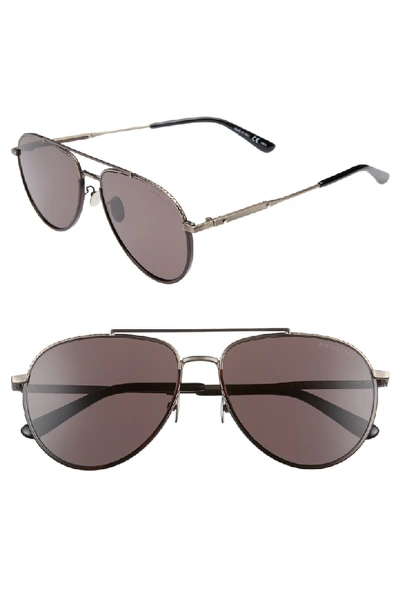 Shop Bottega Veneta 59mm Aviator Sunglasses - Silver/ Black