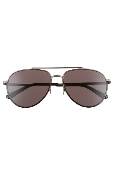 Shop Bottega Veneta 59mm Aviator Sunglasses - Silver/ Black