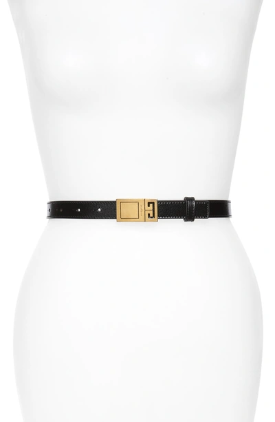 Shop Givenchy 2g Logo Plaque Leather Belt In Black/ Gold