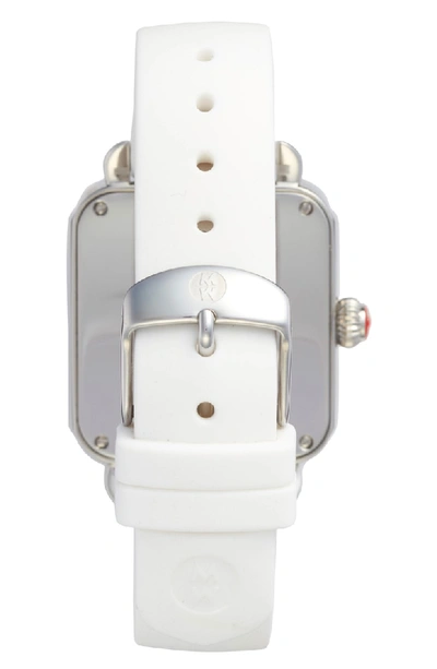 Shop Michele Deco Sport Watch Head & Silicone Strap Watch, 34mm X 36mm In White/ Silver