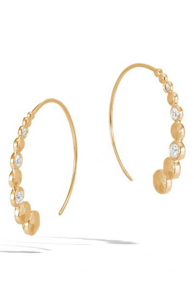 Shop John Hardy Dot Hammered Small Hoop Earrings In Gold/ Diamond