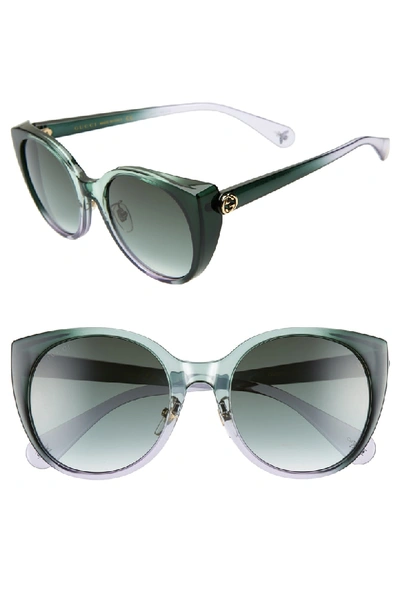 Shop Gucci 54mm Cat Eye Sunglasses - Sage/ Lilac/ Green Gradient