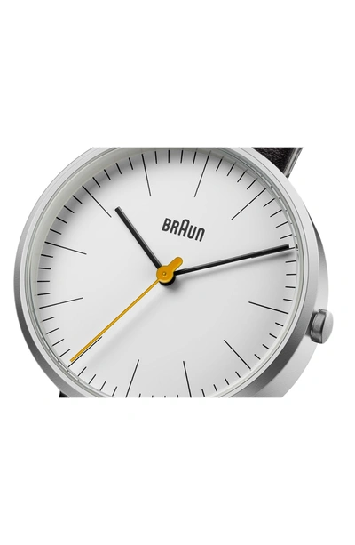 Shop Braun Classic Leather Strap Watch, 38mm In Black/ White/ Silver