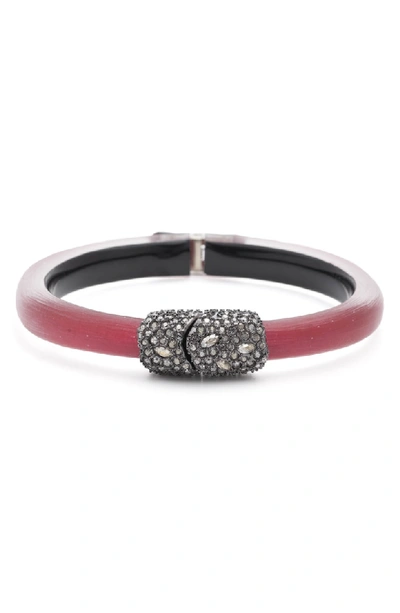 Shop Alexis Bittar Crystal Encrusted Clasp Skinny Bangle In Red Heather