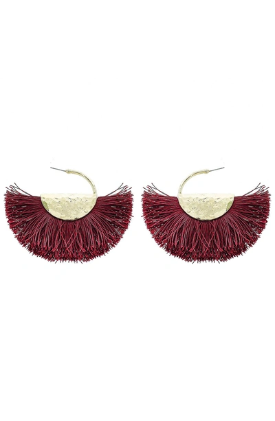 Shop Panacea Fringe Fan Earrings In Burgundy