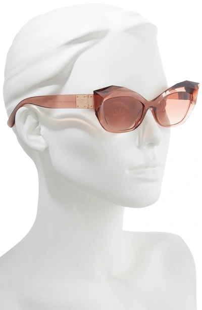 Shop Dolce & Gabbana 54mm Gradient Beveled Cat Eye Sunglasses - Transparent Pink Gradient