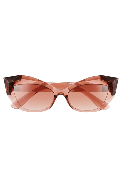 Shop Dolce & Gabbana 54mm Gradient Beveled Cat Eye Sunglasses - Transparent Pink Gradient