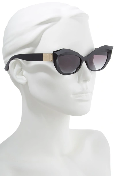 Shop Dolce & Gabbana 54mm Gradient Beveled Cat Eye Sunglasses In Black/ Black Gradient