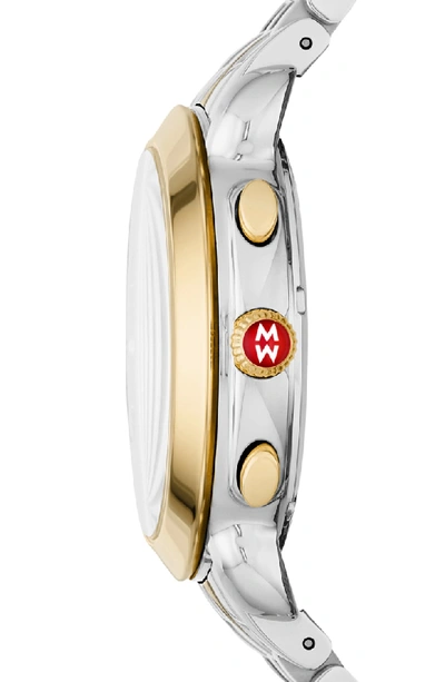 Shop Michele Sidney Chronograph Diamond Watch Head, 38mm In Gold/ Black Mop/ Silver