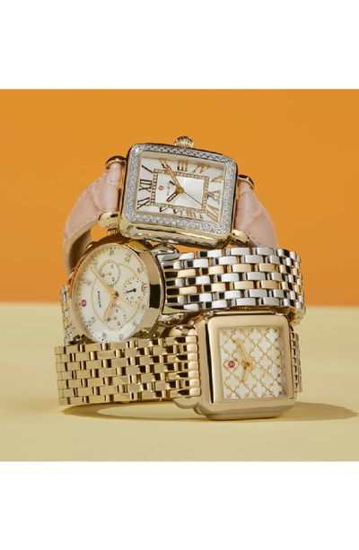 Shop Michele Sidney Chronograph Diamond Watch Head, 38mm In Gold/ Black Mop/ Silver